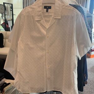 Banana Republic White Eyelet Button-Down Shirt. XL.  Worn once